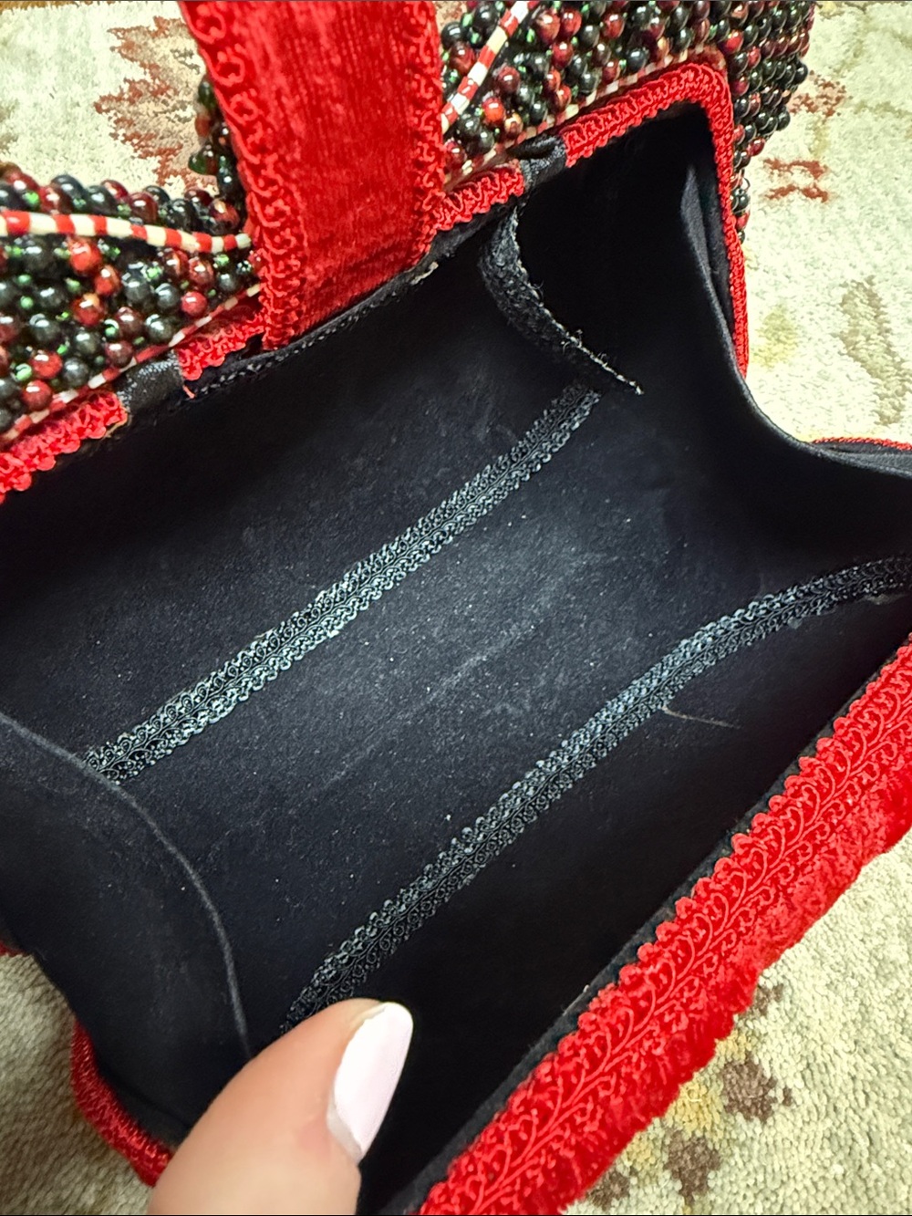 Mary Frances Red, Black & Green Beaded Holiday Mini Bag - Picture 3 of 5